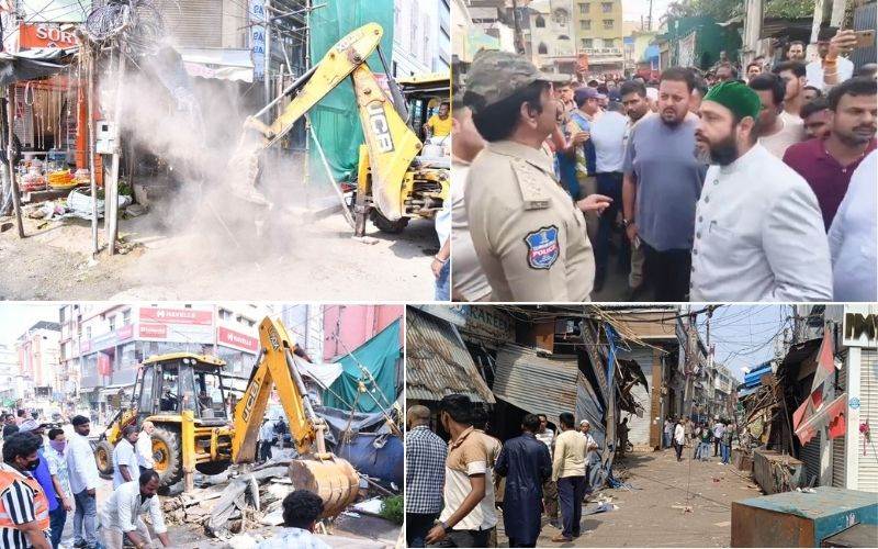 جی ایچ ایم سی کی انہدامی  کاروائی کےدوران کشیدگی 